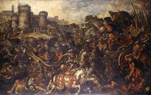 Aquiles enfrentando a Héctor fuera de Troya de Juan de la Corte