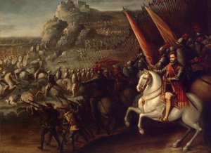 ""escena de batalla"" Pintura de Juan de la Corte (1597-1660) 1643 Dim 66,5x88 cm State Hermitage, San Petersburgo de Juan de la Corte
