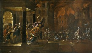 El incendio de Troya, mediados del siglo XVII de Juan de la Corte