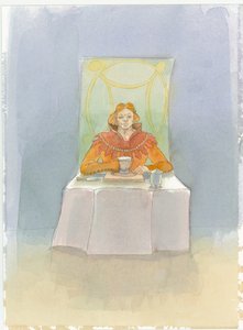 Un señor medieval sentado en una mesa, 2004 de Judith Dobie