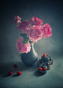 Rosas y tomates de jardín de Judy Tseng