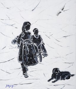 Niños paseando al perro de Jukyong Park