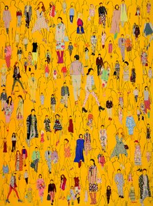 Multitud de moda amarilla de Jukyong Park