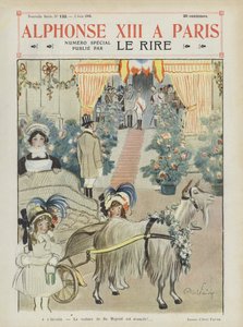 Visita del Rey Alfonso XIII de España a París. Ilustración para Le Rire
