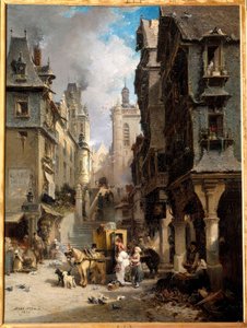 Una calle de Morlaix en 1830 de Jules Achille Noel