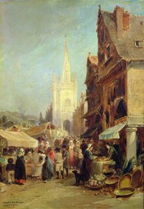 Mercado en Hennebont de Jules Achille Noel