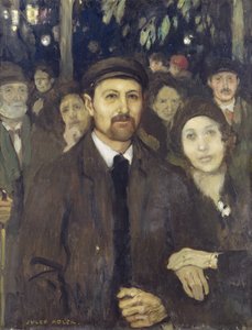 An Evening at Cafe Victor (óleo sobre lienzo) de Jules Adler