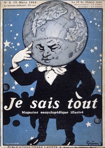 Globo terráqueo pensante - en "Je Sais Tout" del 15/03/1905 - ilustración de Jules Grun 1868-1938 de Jules Alexandre Gruen or Grun
