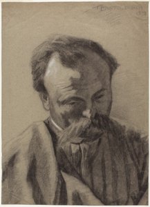 Autorretrato, c.1877 (tiza negra realzada con tiza blanca, sobre papel verjurado gris) de Jules Bastien Lepage
