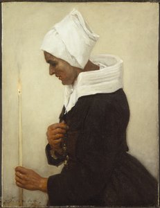Campesina bretona sosteniendo una vela, c.1869 de Jules Breton