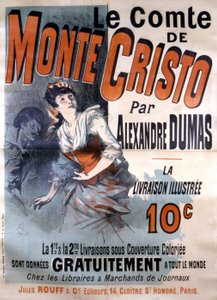 Cartel publicitario para la venta de la novela “El Conde de Montecristo” de Alexandre Dumas, editado por Jules Rouff, ilustrado por Jules Cheret
