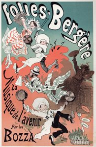 Arte. Entretenimiento. La música del futuro por los Bozza. Cartel de Jules Chéret para un espectáculo en el Folies Bergère, París, c.1880 de Jules Cheret