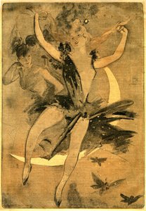 Dibujo de Jules Cheret ilustrando "Lulu" de Felicien Champsaur, novela y pantomima en un acto (1900) que presenta a una bailarina payaso. "Lulu" es considerado uno de los mejores ejemplos de lo que se ha llamado en Francia la "literatura circense".