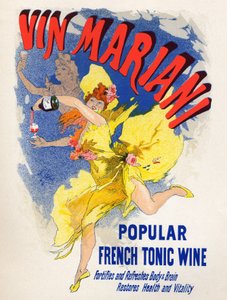 Comida y bebida. Vino tónico francés Mariani (primer vino de coca). Póster de Jules Chéret (1836-1932), Francia de Jules Cheret