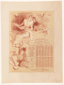 Calendario de la librería Abel Pilon y del editor A. Le Vasseur & Cie para el año 1891 de Jules Cheret