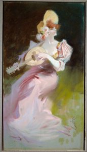 La mujer con la mandolina de Jules Cheret