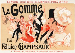 Estilo de vida. Baile en París. Cartel de Jules Cheret para la obra: La Gomme, de Felicien Champsaur, c.1889 de Jules Cheret