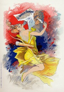 Literatura. El periódico Le Courrier Francais. Alegoría de Jules Cheret, Francia, c.1890 de Jules Cheret