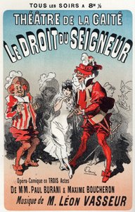Música. Regla del Señor, opereta de Leon Vasseur. Cartel de Jules Cheret para el primer espectáculo en el Théâtre de la Gaîté, París, Francia de Jules Cheret