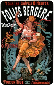 Cartel para el Folies-Bergere 1874 por Jules Cheret (1836-1932) - obras acrobáticas, ballets, pantomimas, operetas, danza, bailarina, music hall (sala de música), París alegre, París de noche de Jules Cheret