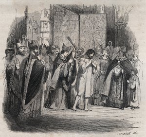 Penitencia de Raimundo VI, conde de Toulouse - El 22/06/1209 Raimundo VI Conde de Toulouse, excomulgado por el Papa Inocencio III (Milon legado del papa) por no perseguir a los cátaros, acusado de ser el instigador del asesinato de Pierre de Castelnau, hiz de Jules David