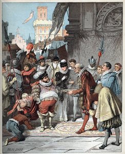 Sancho Panza nombrado gobernador de la isla Barataria - Sancho Panza es nombrado Gobernador Perpetuo de la Isla Barataria - Ilustración de Jules David (1808-1892) de la Historia de Don Quijote - 1887 - por Miguel de Cervantes Saavedra (1547-1616)