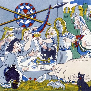 Festín (banquete galo), en La Gaule et les Gauls, historia de Francia por Jules Depaquit