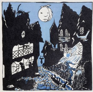 Las ciudades en la Edad Media: una calle de noche - en “Historia de Francia” de Jules Depaquit, ed. Jonquières, París
