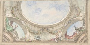 Diseño para techo de trampantojo para comedor, Hôtel de Trévise, 1850-1910 de Jules Edmond Charles Lachaise and Eugène Pierre Gourdet
