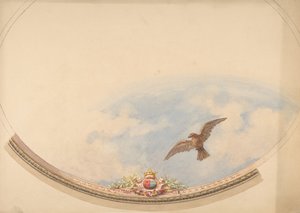 Diseño para un techo pintado con nubes y un águila en vuelo, segunda mitad del siglo XIX de Jules Edmond Charles Lachaise and Eugène Pierre Gourdet
