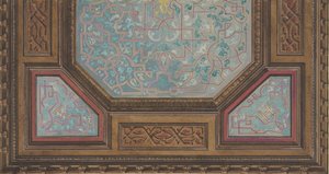 Diseño para la decoración pintada de un techo artesonado con el monograma: H de Jules Edmond Charles Lachaise and Eugène Pierre Gourdet
