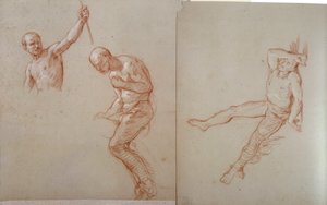 Indio de América: "Estudio de horalier indio". Dibujo a la sanguina por Jules Emile Saintin (1829-1894) de Jules Emile Saintin