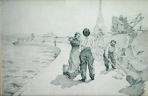 Vista de las orillas del Sena, París de Jules Ernest Renoux