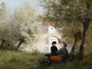 A lo largo del río; Au Bord de la Riviere de Jules Frederic Ballavoine