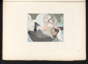 Dos figuras femeninas con pájaros y un perro de Jules Germain