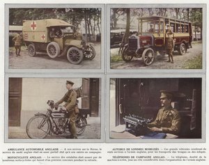 Ambulancia Automóvil Inglesa, Autobús de Londres Movilizados, Motociclista Inglés, Teléfonos de Campaña Ingleses