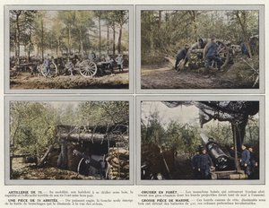 Artillería de 75, Obús en el bosque, una pieza de 75 protegida, gran pieza de marina de Jules Gervais Courtellemont