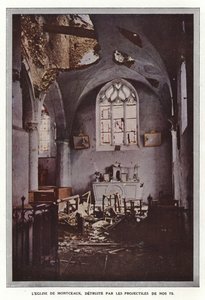 La Iglesia de Montceaux, destruida por los proyectiles de nuestros 75 de Jules Gervais Courtellemont