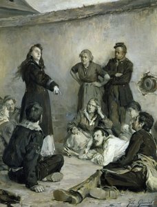 Louise Michel (1830-1905) Hablando con los comuneros (óleo sobre lienzo) de Jules Girardet