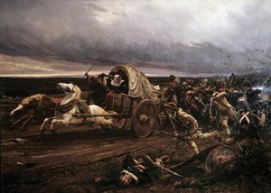El deroute de Cholet Insurrección armada en Vendée en marzo de 1793, reprimida en octubre por la Convención y los ejércitos republicanos, los "blancos" se retiraron hacia el Loira. Pintura de Jules Girardet (1856-1938) de Jules Girardet