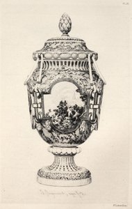 Historia del Arte Cerámico: Estudio descriptivo y filosófico de la alfarería de todas las épocas y naciones: Francia: Sèvres- Porcelana blanda- Jarrón conmemorativo de la batalla de Fontenoy (Lámina XI) de Jules Jacquemart