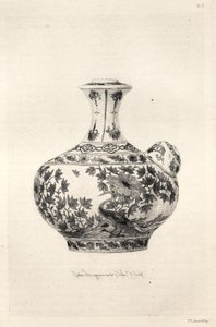 Historia del Arte Cerámico: Estudio descriptivo y filosófico de la alfarería de todas las épocas y naciones: Persia: Gárgola de porcelana blanda, decorada con el Simorg (Lámina VI) de Jules Jacquemart