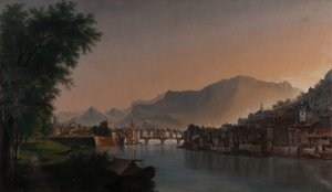 Vista de Grenoble en el siglo XIX (Óleo sobre lienzo) de Jules Jean Baptiste Guedy