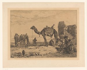 Paisaje con camellos cerca de las ruinas
Bajo los muros de Téhéran (Perse) de Jules Joseph Augustin Laurens (signed by artist)