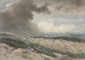 Paisaje con pastores, c.1869 (acuarela con gouache, tiza negra y grafito ) de Jules Joseph Augustin Laurens