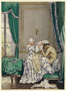 Ilustración para las memorias de Casanova (litografía en color)