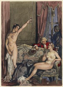 Ilustración para las memorias de Casanova (litografía en color)