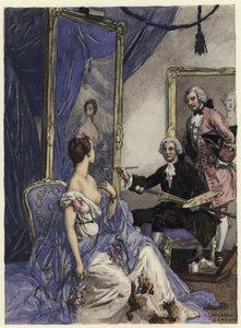 Ilustración para las memorias de Casanova (litografía en color)