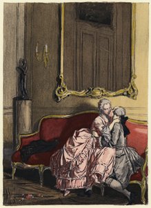 Ilustración para las memorias de Casanova (litografía en color)