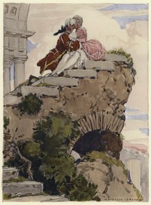 Ilustración para las memorias de Casanova (litografía en color) de Jules Marie Auguste Leroux